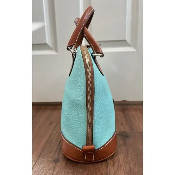 DOONEY & BOURKE Turquoise Pebble Leather Zip Top Domed Satchel Bag Purse - Picture 7 of 16